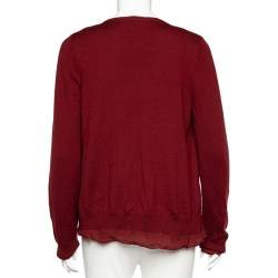 Bottega Veneta Red Cashmere & Silk Open Front Cardigan M