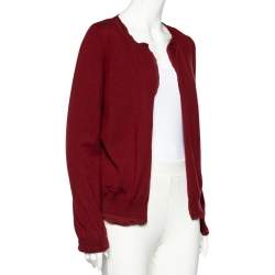 Bottega Veneta Red Cashmere & Silk Open Front Cardigan M