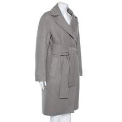 Bottega Veneta Grey Cashmere Open Front Belted Coat S
