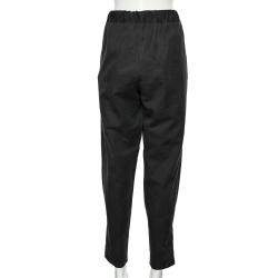 Bottega Veneta Black Cotton Zip Detail Trousers L