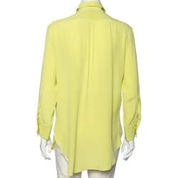Bottega Veneta Green Silk & Quilted Plastron Detailed Tuxedo Shirt M