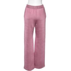 Pre Owned Bottega Veneta Pink Wool Knit Wide Leg Track Pants M