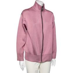 Pre Owned Bottega Veneta Pink Wool Knit Oversized Track Jacket S