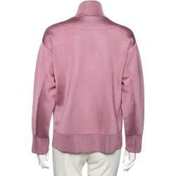 Pre Owned Bottega Veneta Pink Wool Knit Oversized Track Jacket S