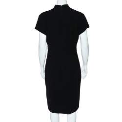Pre Owned Bottega Veneta Black Crepe Contrast Trim Sheath Dress L