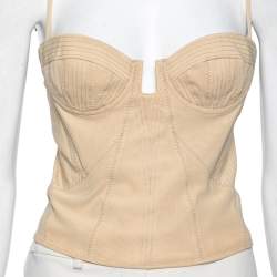 Pre Owned  Bottega Veneta Beige Knit Corset Top M