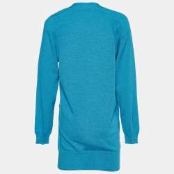 Bottega Veneta Blue Cotton Blend Rib Knit Cardigan S