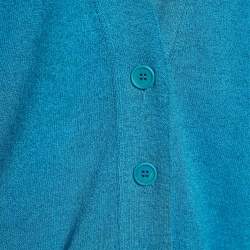 Bottega Veneta Blue Cotton Blend Rib Knit Cardigan S