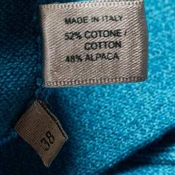 Bottega Veneta Blue Cotton Blend Rib Knit Cardigan S
