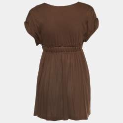 Bottega Veneta Brown Jersey Gathered Waist Top M