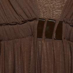 Bottega Veneta Brown Jersey Gathered Waist Top M