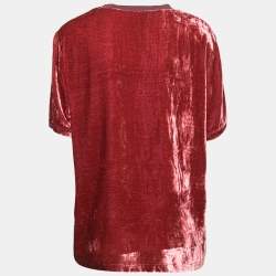 Bottega Veneta Burgundy Velvet Crewneck Short Sleeve T-Shirt M