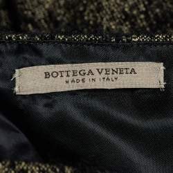 Pre Owned Bottega Veneta Black Linen Blend Leather Belt Dress L