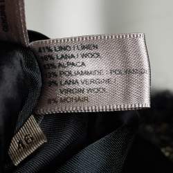 Pre Owned Bottega Veneta Black Linen Blend Leather Belt Dress L