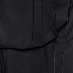 Bottega Veneta Black Synthetic Pleated Fringe Strapless Dress S