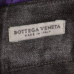 Pre Owned Bottega Veneta Purple & Brown Cotton Plastic Detail Pleated Pencil Skirt S