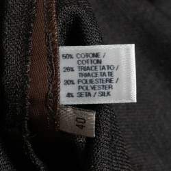 Pre Owned Bottega Veneta Purple & Brown Cotton Plastic Detail Pleated Pencil Skirt S