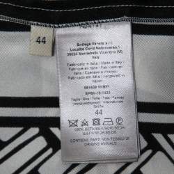 Pre Owned Bottega Veneta Monochrome Printed Silk Wrap Over Top M