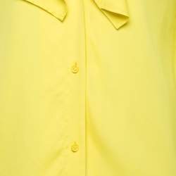 Bottega Veneta Yellow Stretch Crepe Ruffle Neck Top S