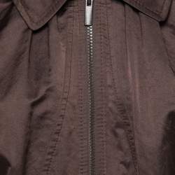Bottega Veneta Brown Silk & Cotton Zip-Front Jacket M