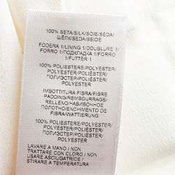 Bottega Veneta Ivory White Silk Grid Detail Dress Shirt M