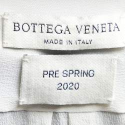 Bottega Veneta Ivory White Silk Grid Detail Dress Shirt M
