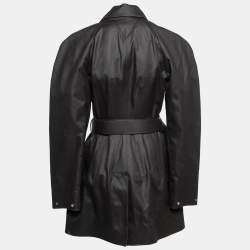 Bottega Veneta Black Coated Cotton Button Front Belted Coat XS