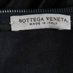Bottega Veneta Black Cotton Ruched Detail Midi Dress M