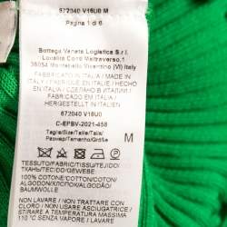 Pre Owned Bottega Veneta Green Ribbed Cotton Knit Collared Dress M