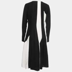 Bottega Veneta Monochrome Patterned Crepe Pleated Midi Dress M