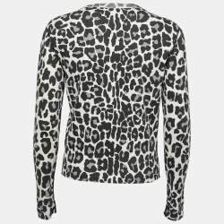 Bottega Veneta Grey Leopard Print Knit Buttoned Cardigan S