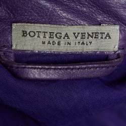 Pre Owned Bottega Veneta Purple Leather & Cotton Button Front Midi Dress L