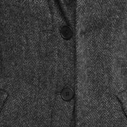Bottega Veneta Grey Herringbone Pattern Wool Blazer S