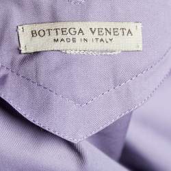 مملوكة مسبقًا Bottega Veneta Purple Cotton & Leather Neck Trim Belted Maxi Dress M