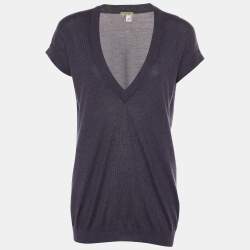 Bottega Veneta Dark Grey Cashmere V-Neck Jumper S
