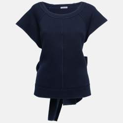 Bottega Veneta Navy Blue Jersey Sleeveless Wrap Sweatshirt M