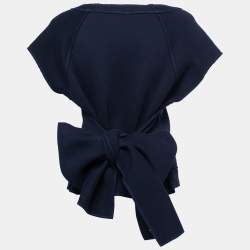 Bottega Veneta Navy Blue Jersey Sleeveless Wrap Sweatshirt M
