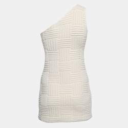 Bottega Veneta White Textured Terry One Shoulder Mini Dress S