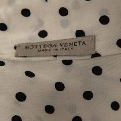 Bottega Veneta Off-White Polka Dotted Silk Tie Neck Detail Long Sleeve Blouse M