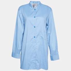 Bottega Veneta Blue Cotton Button Front Long Top S