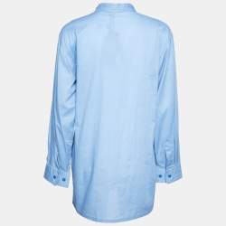 Bottega Veneta Blue Cotton Button Front Long Top S
