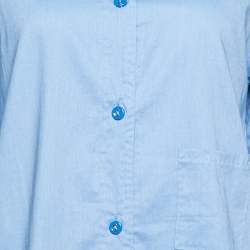 Bottega Veneta Blue Cotton Button Front Long Top S