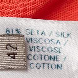 Pre Owned Bottega Veneta Pink/Orange Silk Asymmetrical Mesh Inset Dress M