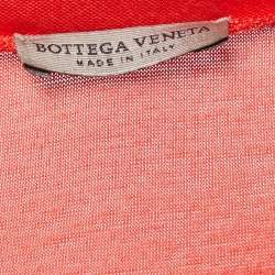 Pre Owned Bottega Veneta Pink/Orange Silk Asymmetrical Mesh Inset Dress M