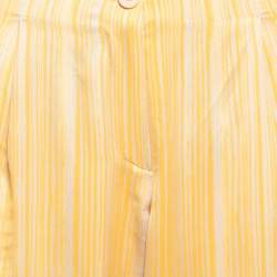 Bottega Veneta Yellow Striped Satin Wide Leg Trousers L