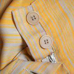 Bottega Veneta Yellow Striped Satin Wide Leg Trousers L
