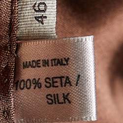 Pre Owned Bottega Veneta Brown Silk Satin Ruffle Detail Mini Dress L