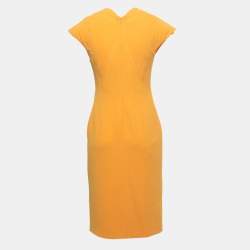 مملوكة مسبقًا Bottega Veneta Yellow Crepe Cap Sleeve Midi Dress S