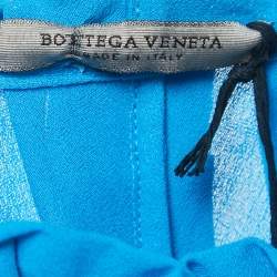 Pre Owned Bottega Veneta Blue Ruffled Cotton Sleeveless Midi Dress M