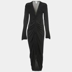 Bottega Veneta Black Mesh Drawstring Detail Dress S